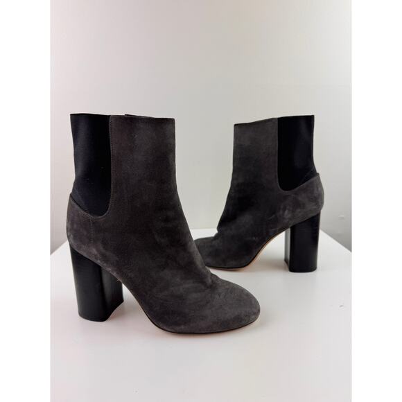 Rag & Bone Agnes Booties 38 Gray Suede Elastic Block Heel Pull On Ankle Boot - Picture 2 of 5